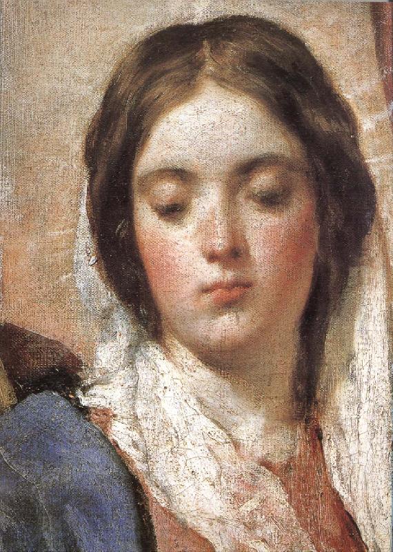 VELAZQUEZ, Diego Rodriguez de Silva y Detail of  Virgin Mary wearing the coronet Norge oil painting art